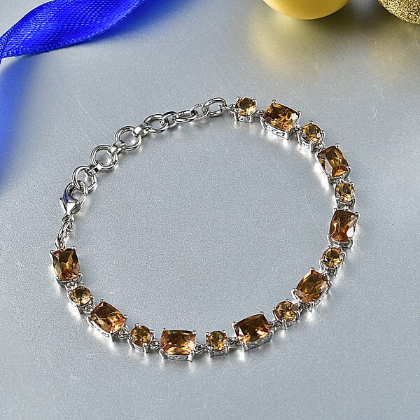 EverTrue Autumn Alexite 15.35 Ctw Art Deco Bracelet In Platinum Bond (6.50-8.0In)