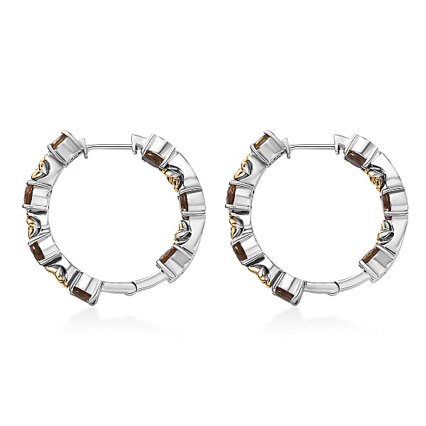 EverTrue Autumn Alexite 6.85 Ctw Rose Flower Hoop Earrings In 18K YG Plated And Platinum Bond