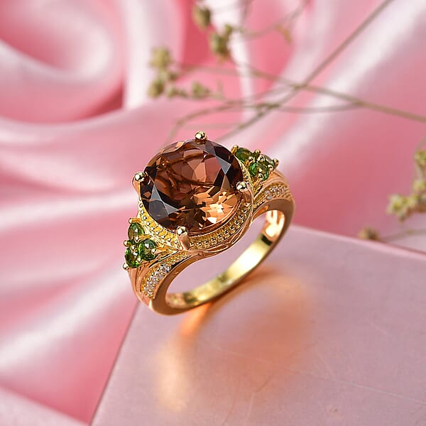 EverTrue Autumn Alexite Multi Gemstone Ring In 18K YG Plated 3.85 Ctw