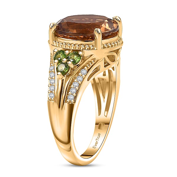 EverTrue Autumn Alexite Multi Gemstone Ring In 18K YG Plated 3.85 Ctw
