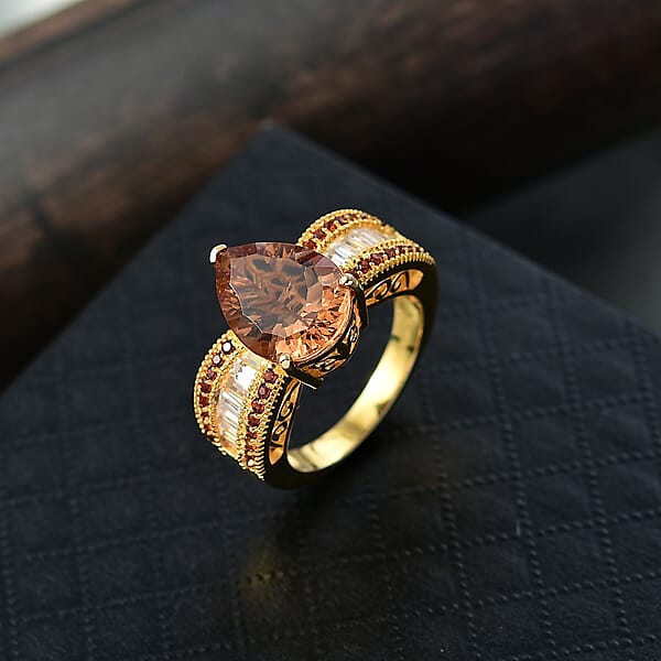 EverTrue Autumn Alexite Multi Gemstone Ring In 18K YG Plated 6.15 Ctw