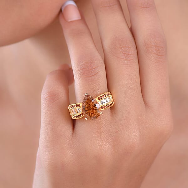 EverTrue Autumn Alexite Multi Gemstone Ring In 18K YG Plated 6.15 Ctw
