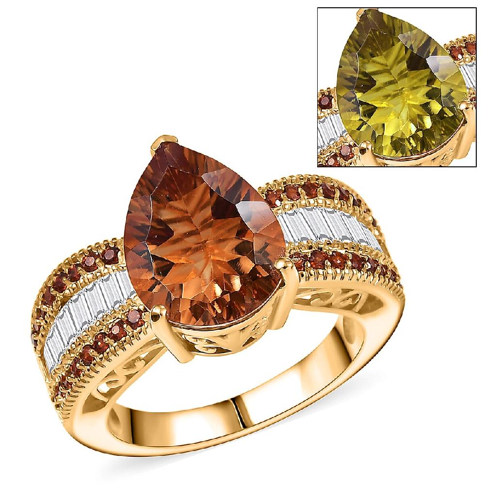 EverTrue Autumn Alexite Multi Gemstone Ring in 18K YG Plated 6.15 ctw