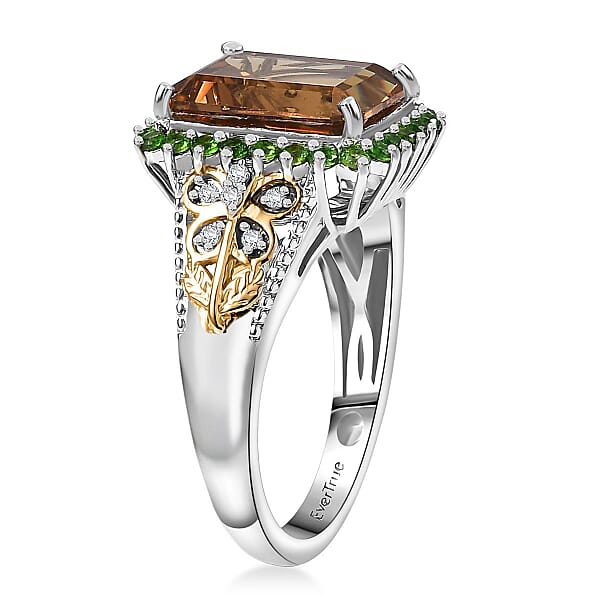 EverTrue Autumn Alexite Multi Gemstone Ring In 18K YG Plated And Platinum Bond 4.90 Ctw