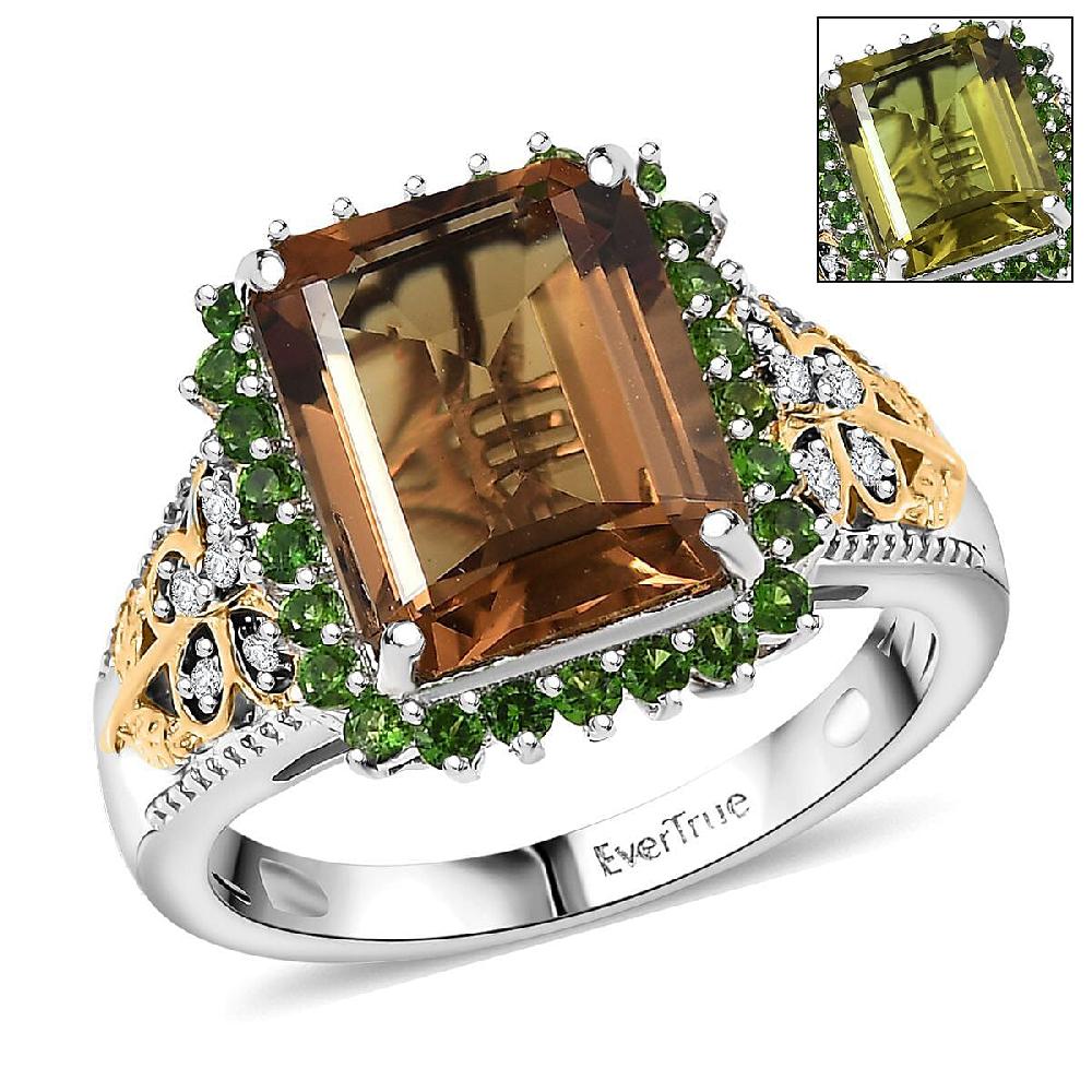 EverTrue Autumn Alexite Multi Gemstone Ring in 18K YG Plated and Platinum Bond 4.90 ctw