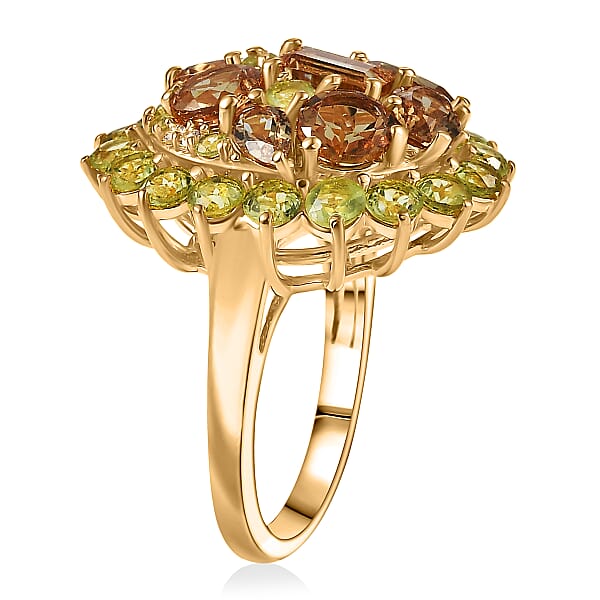 EverTrue Autumn Alexite Multi Gemstone Ring In 18K YG Plated 6.40 Ctw