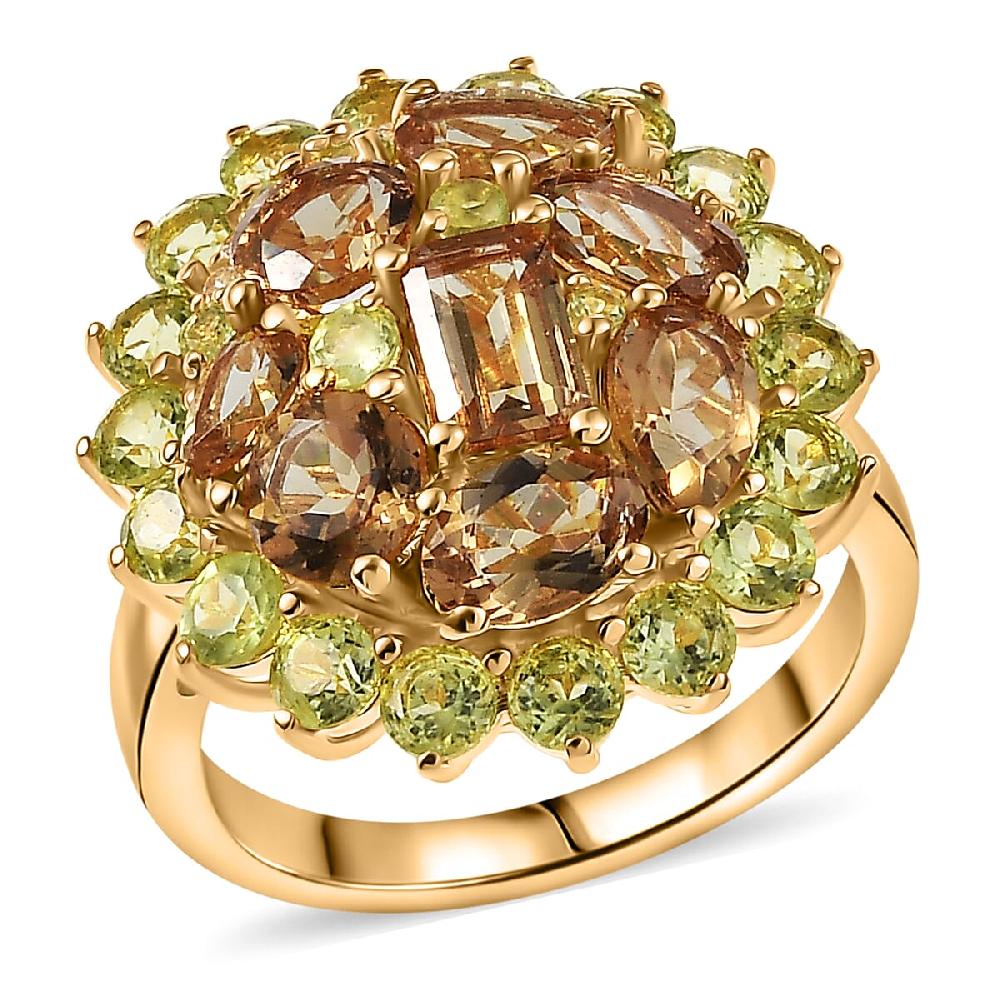 EverTrue Autumn Alexite Multi Gemstone Ring in 18K YG Plated 6.40 ctw
