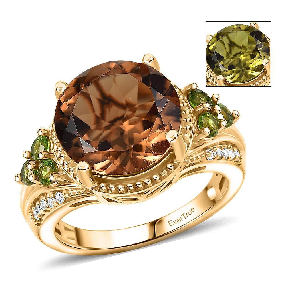 EverTrue Autumn Alexite Multi Gemstone Ring in 18K YG Plated 3.85 ctw