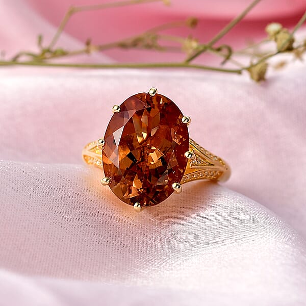 EverTrue Autumn Alexite White Zircon Ring In 18K YG Plated 9.10 Ctw