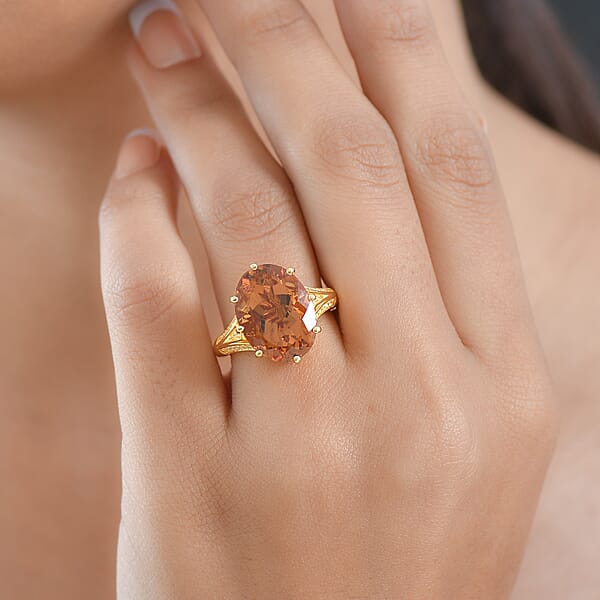 EverTrue Autumn Alexite White Zircon Ring In 18K YG Plated 9.10 Ctw