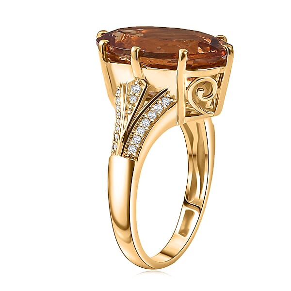EverTrue Autumn Alexite White Zircon Ring In 18K YG Plated 9.10 Ctw