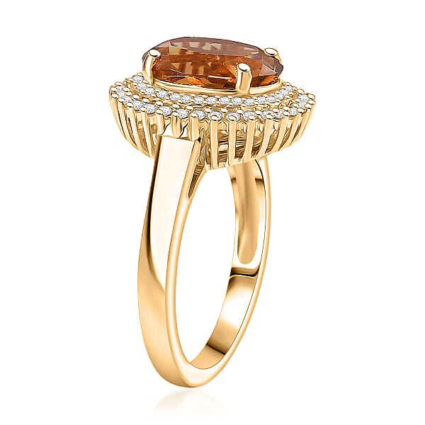EverTrue Autumn Alexite White Zircon Ring In 18K YG Plated 4.00 Ctw