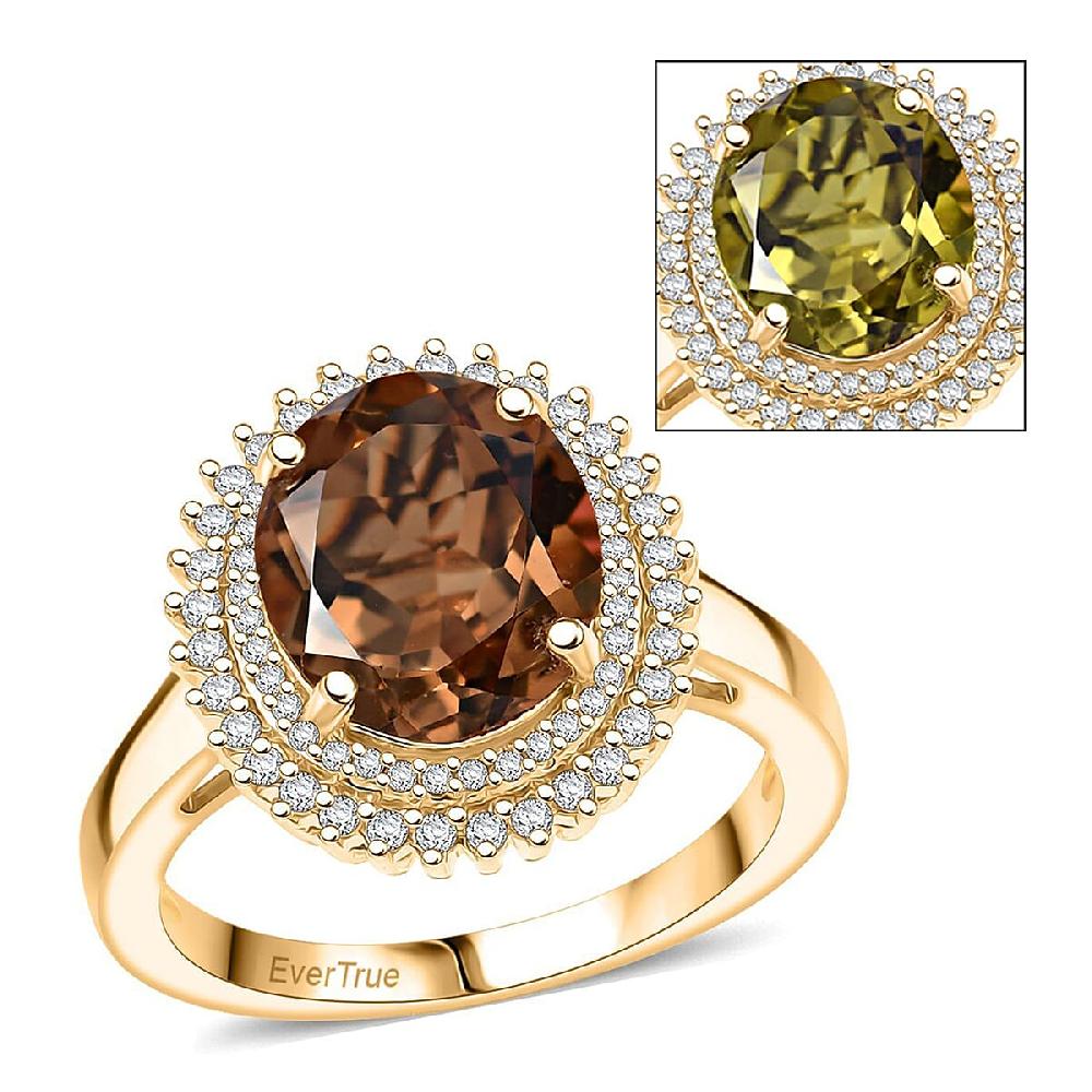 EverTrue Autumn Alexite White Zircon Ring in 18K YG Plated 4.00 ctw