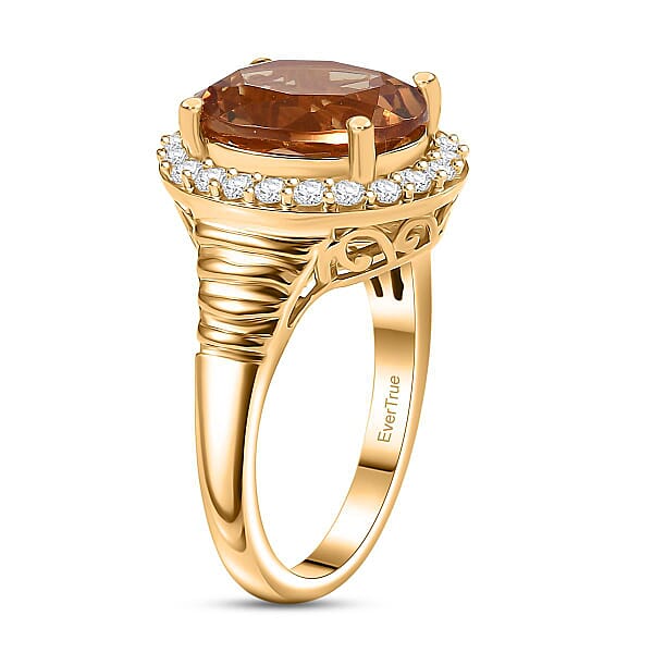 EverTrue Autumn Alexite White Zircon Ring In 18K YG Plated 5.40 Ctw