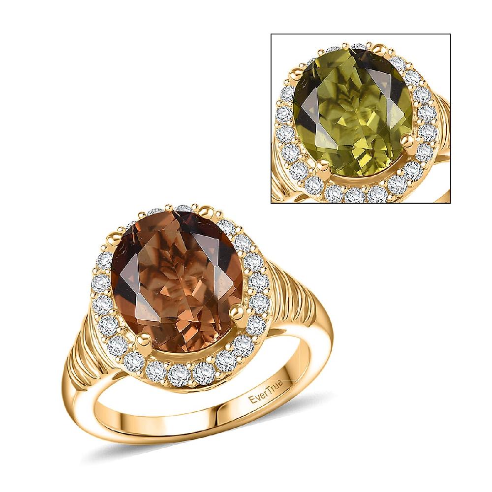 EverTrue Autumn Alexite White Zircon Ring in 18K YG Plated 5.40 ctw