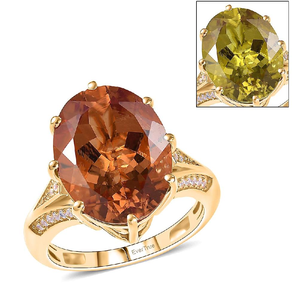 EverTrue Autumn Alexite White Zircon Ring in 18K YG Plated 9.10 ctw