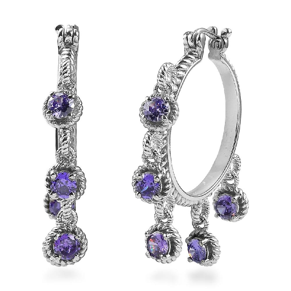 EverTrue Blue Simulated Diamond Hoop Earrings in Stainless Steel 7.75 ctw