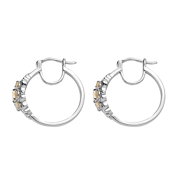 EverTrue Brazilian Citrine 1.40 Ctw Hoop Earrings In Stainless Steel