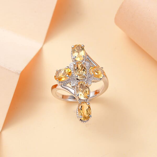 EverTrue Brazilian Citrine 2.50 Ctw Ring In Platinum Bond