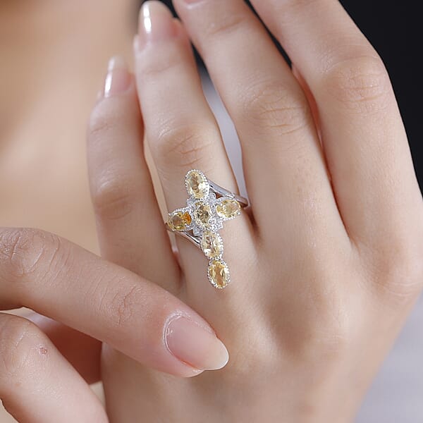 EverTrue Brazilian Citrine 2.50 Ctw Ring In Platinum Bond