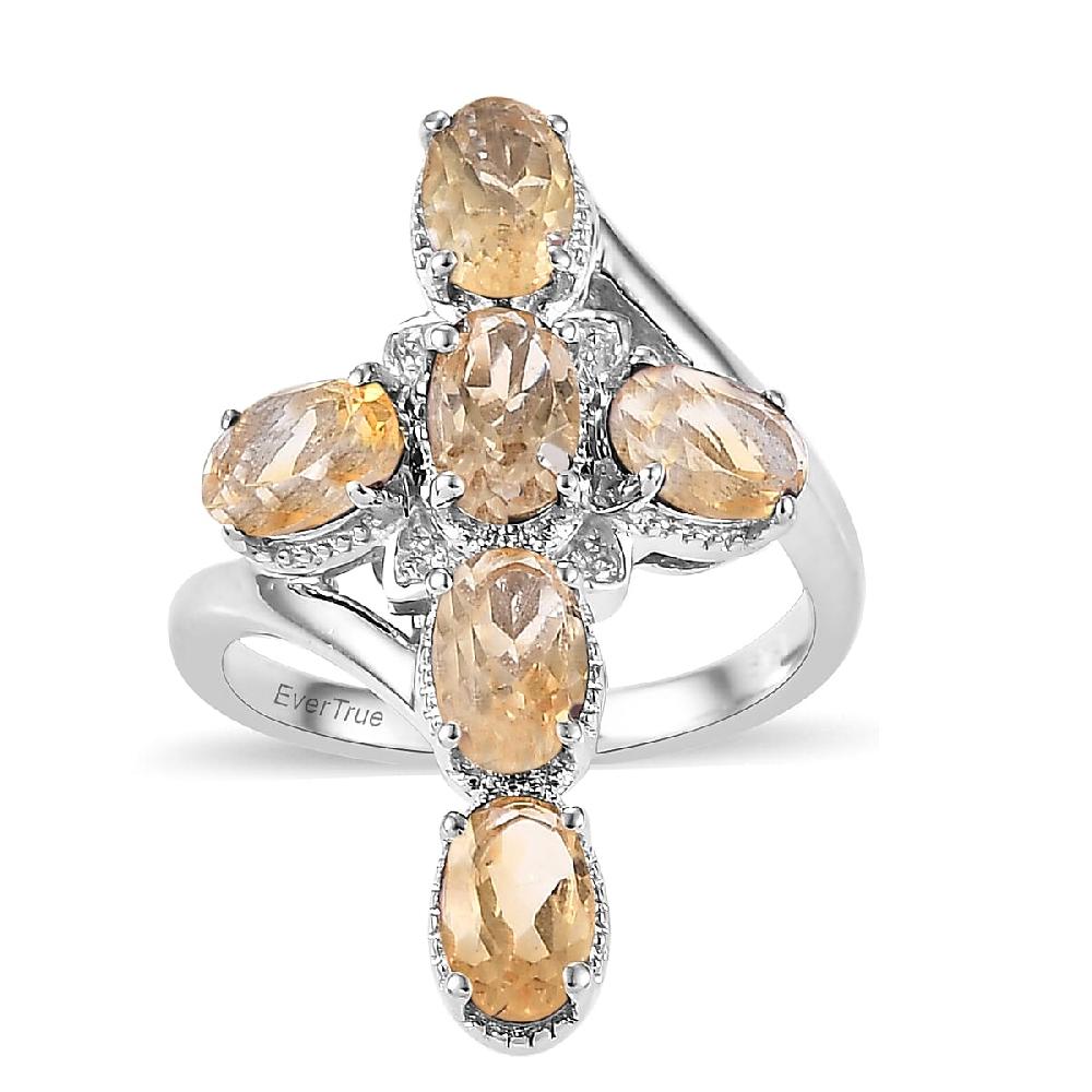 EverTrue Brazilian Citrine 2.50 ctw Ring in Platinum Bond