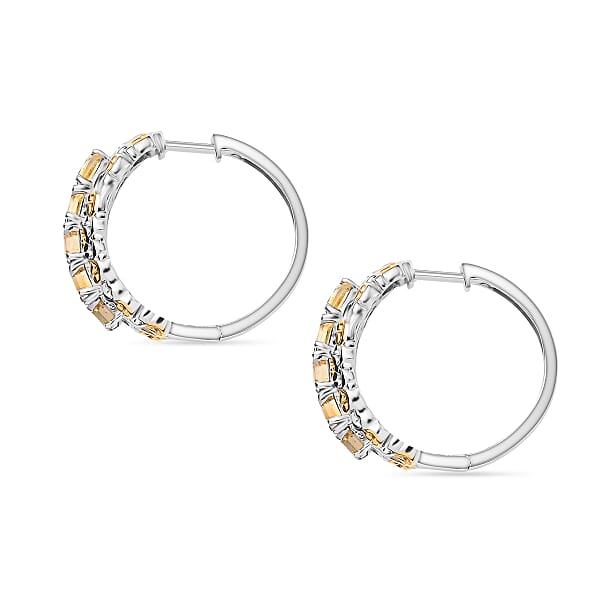 EverTrue Brazilian Citrine 3.70 Ctw Art Nouveau Hoop Earrings In 18K YG Plated And Platinum Bond