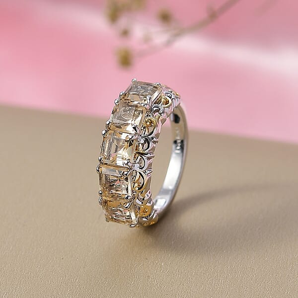 EverTrue Brazilian Citrine Ring In 18K YG Plated And Platinum Bond 3.30 Ctw