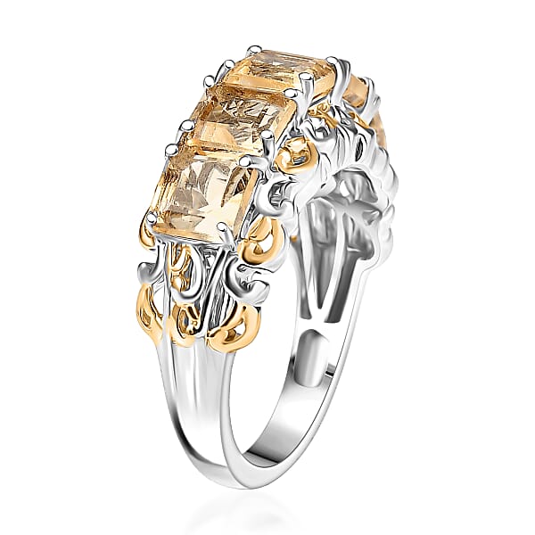 EverTrue Brazilian Citrine Ring In 18K YG Plated And Platinum Bond 3.30 Ctw
