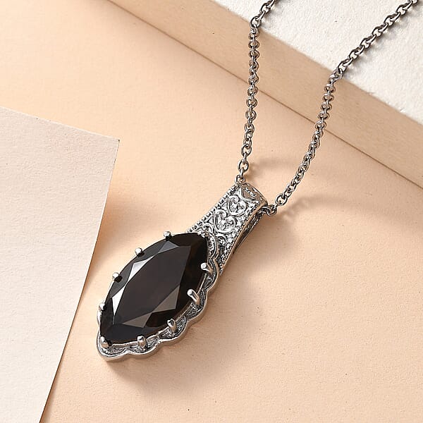 EverTrue Brazilian Smoky Quartz Pendant Necklace In Stainless Steel 7.10 Ctw (20 Inches)
