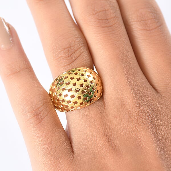EverTrue Bronzella Collection Beaded Woven Dome Band Ring In 18K YG Plated Bronze