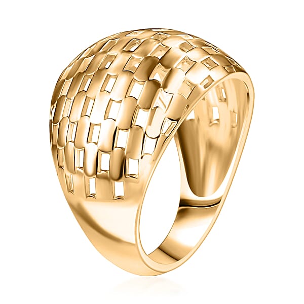 EverTrue Bronzella Collection Beaded Woven Dome Band Ring In 18K YG Plated Bronze