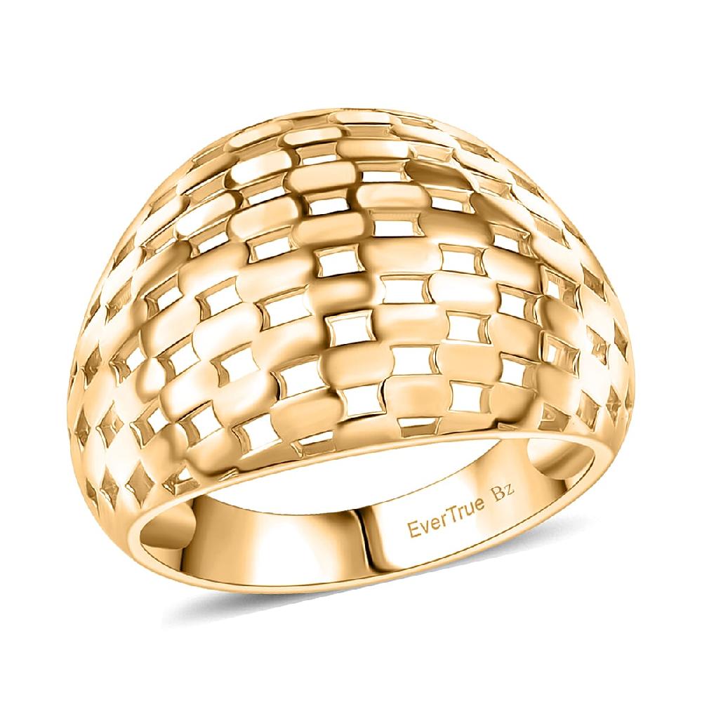 EverTrue Bronzella Collection Beaded Woven Dome Band Ring in 18K YG Plated Bronze