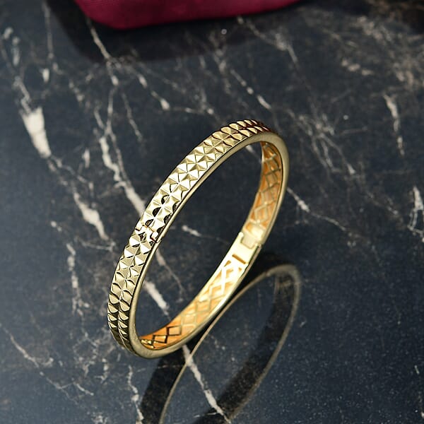 EverTrue Bronzella Collection Diamond-cut Bangle Bracelet In 18K YG Plated Bronze (7.25 In)