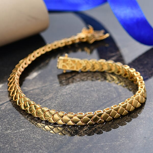 EverTrue Bronzella Collection Dragon Scale Weave Link Bracelet In 18K YG Plated Bronze (6.50 In)
