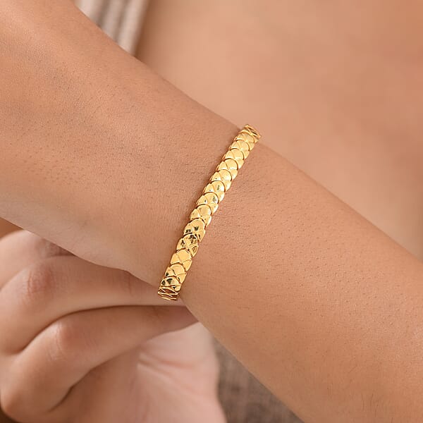 EverTrue Bronzella Collection Dragon Scale Weave Link Bracelet In 18K YG Plated Bronze (6.50 In)