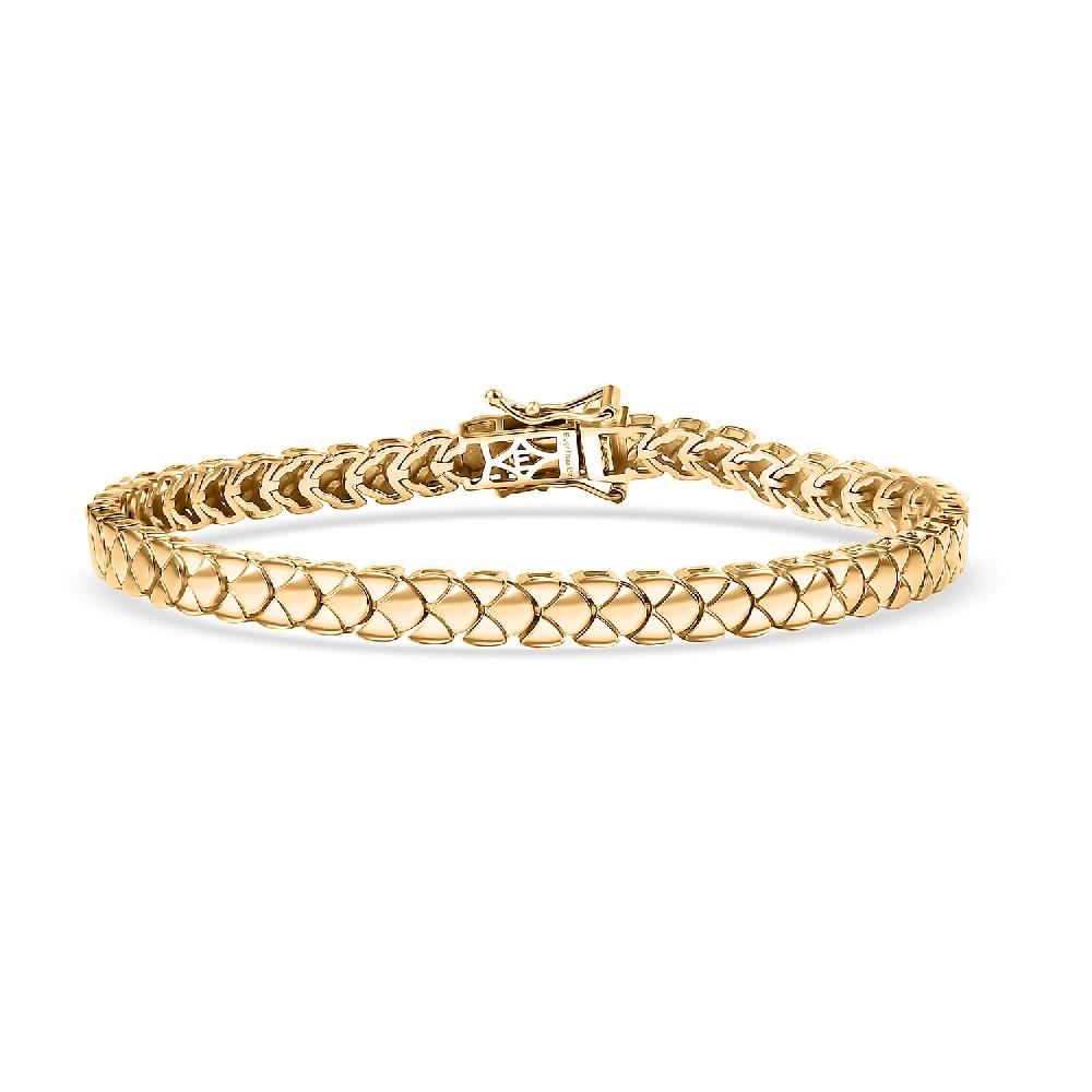 EverTrue Bronzella Collection Dragon scale Weave Link Bracelet in 18K YG Plated Bronze (6.50 In)