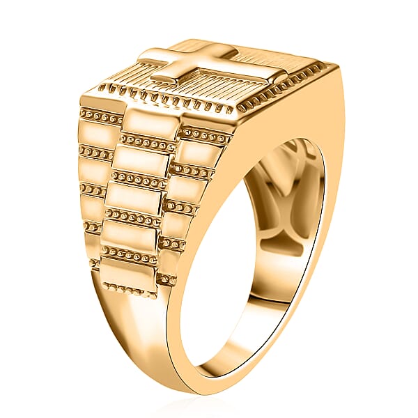 EverTrue Bronzella Collection Faith Line Men's Ring In 18K YG Plated Bronze