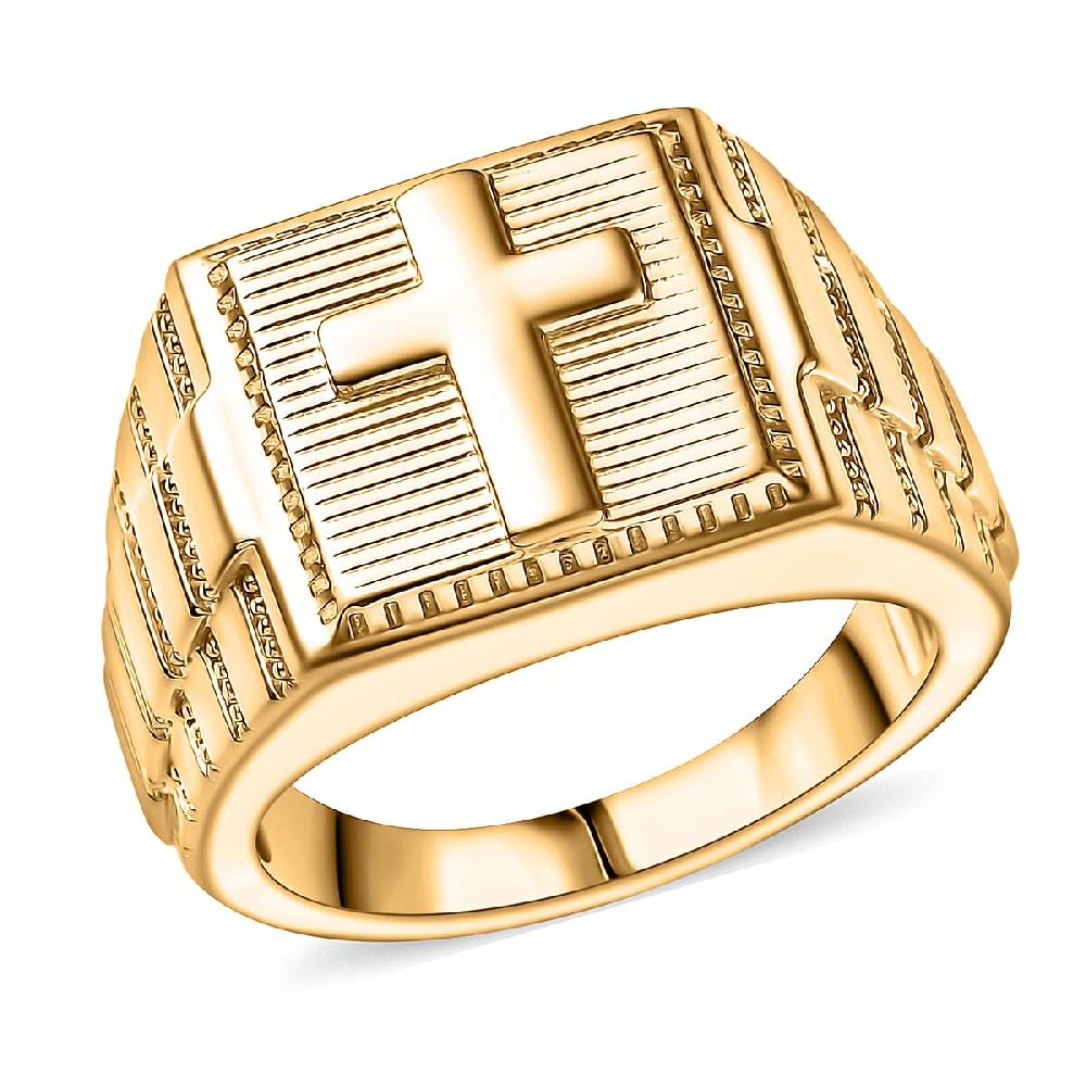 EverTrue Bronzella Collection Faith Line Men's Ring in 18K YG Plated Bronze