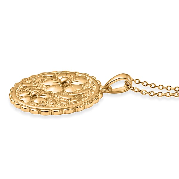 EverTrue Bronzella Collection Floral Pendant In 18K YG Plated Bronze With ION Plated YG Stainless Steel Necklace 20 Inches