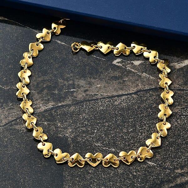 EverTrue Bronzella Collection Heart Link Bracelet In 18K YG Plated Bronze (6.50 In)