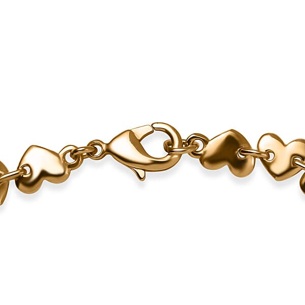 EverTrue Bronzella Collection Heart Link Bracelet In 18K YG Plated Bronze (6.50 In)