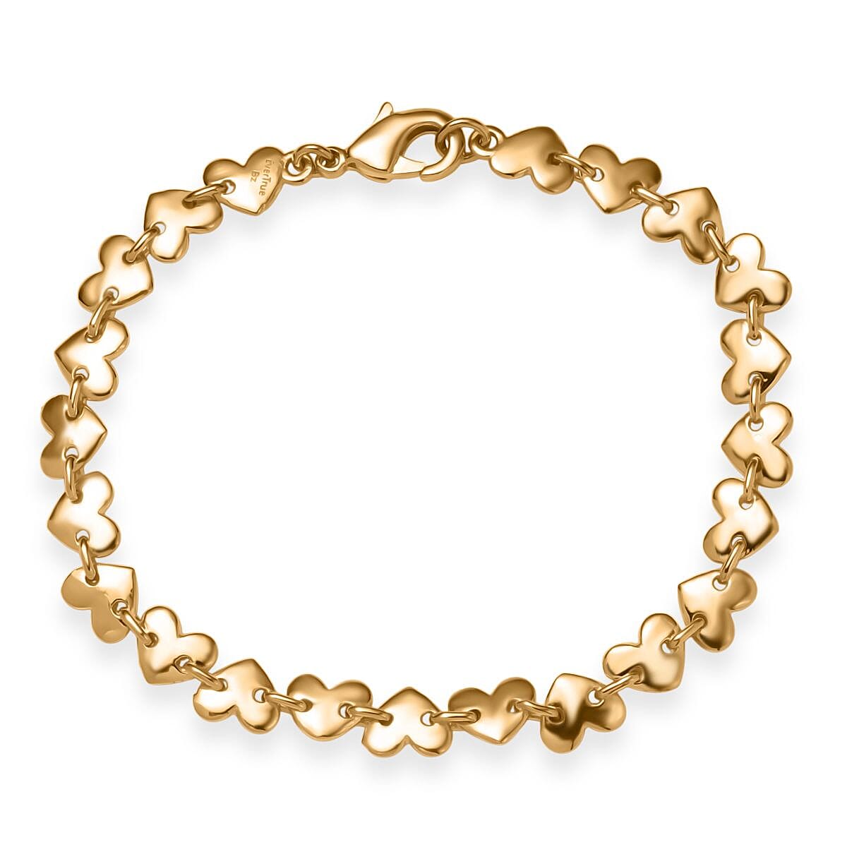 EverTrue Bronzella Collection Heart Link Bracelet in 18K YG Plated Bronze (6.50 In)
