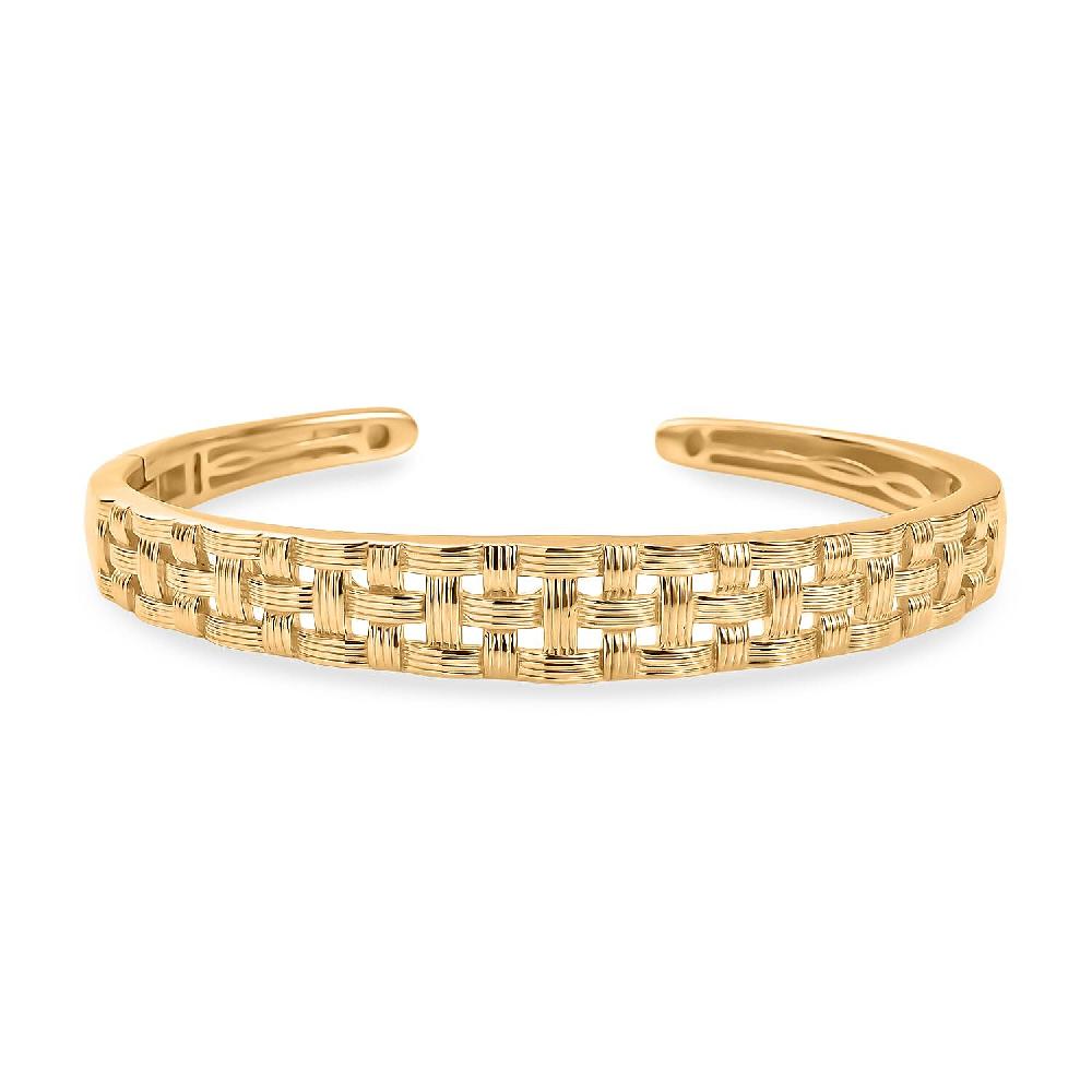EverTrue Bronzella Collection Intreccio d Oro Weave Cuff Bracelet in 18K YG Plated Bronze (7.25 In)