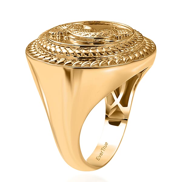 EverTrue Bronzella Collection Italian Republic Coin Men's Ring In 18K YG Plated Bronze
