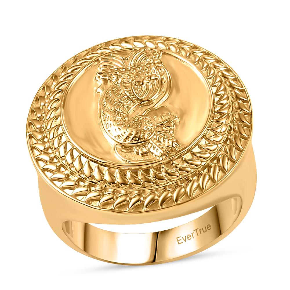 EverTrue Bronzella Collection Italian Republic Coin Men's Ring in 18K YG Plated Bronze