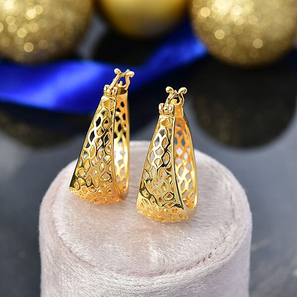 EverTrue Bronzella Collection Lattice Hoop Earrings In 18K YG Plated Bronze