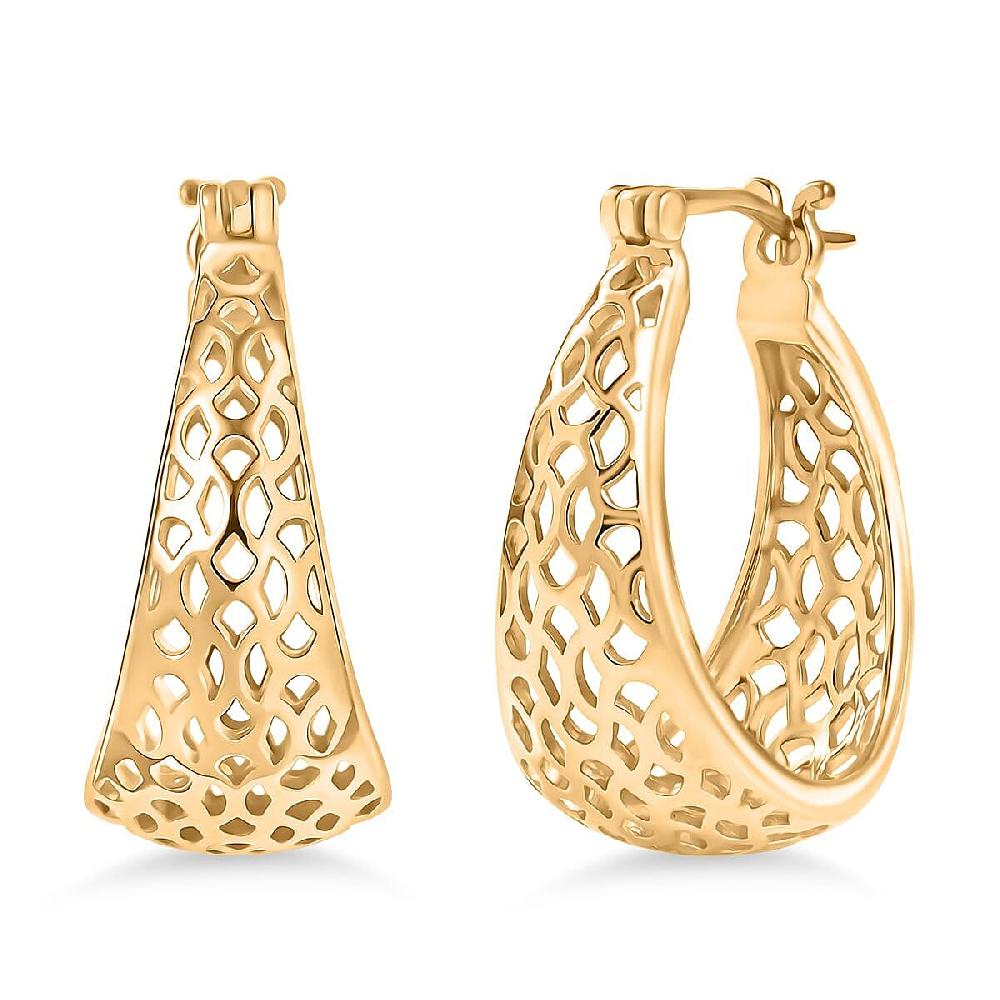 EverTrue Bronzella Collection Lattice Hoop Earrings in 18K YG Plated Bronze