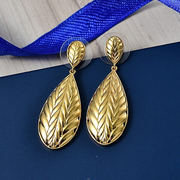EverTrue Bronzella Collection Leaf Earrings In 18K YG Plated Bronze