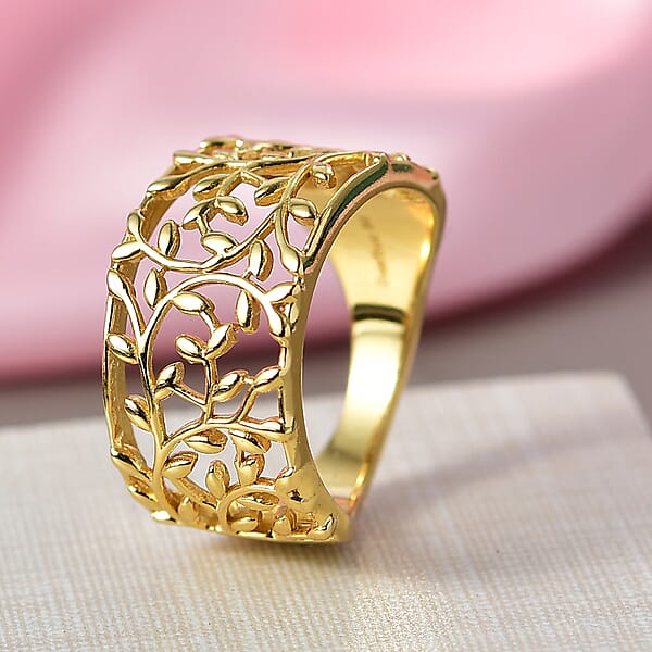 EverTrue Bronzella Collection Leaf Whisper Ring In 18K YG Plated Bronze