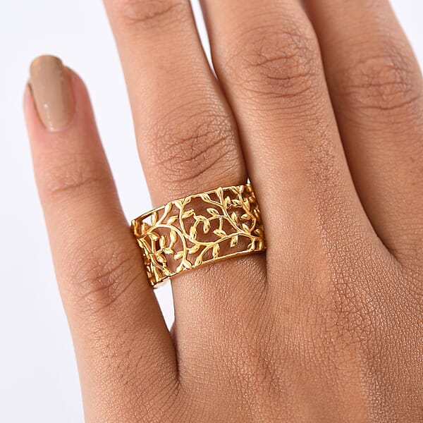 EverTrue Bronzella Collection Leaf Whisper Ring In 18K YG Plated Bronze
